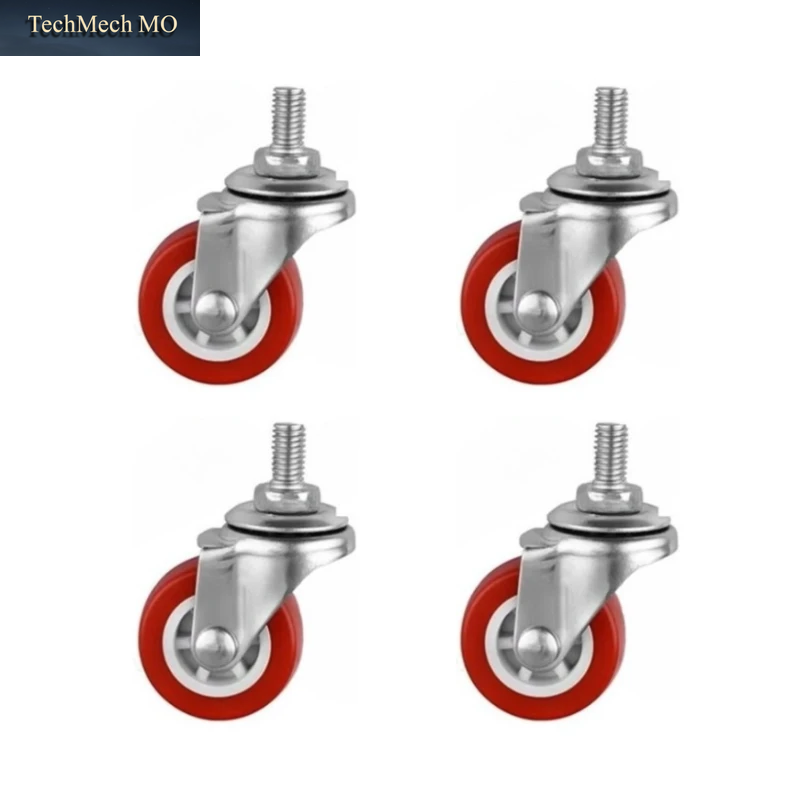 4 Stück Robuste 1 Zoll/1,25 Zoll/1,5 Zoll/2 Zoll Universal-Lenkrollen Mit Gewindestift Für Trolley-Möbel, M8-Gewindestift