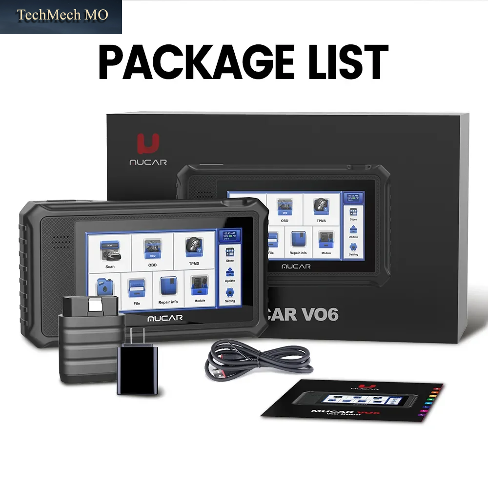 MUCAR VO6 Auto-Diagnosetools, Lebenslang, Kostenlose Globale Version, Komplettes System, 28 Resets, OBD2, Bidirektionale Steuerung, Scan-Tool-Scanner