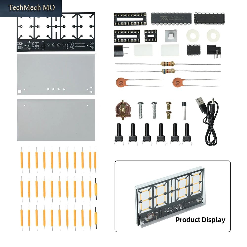 DC 5V 4-Stelliges Digitaluhr-Bausatz DIY Lötübungs-Set Mit Helligkeitsregulierung Für Schlafzimmer- Und Schreibtischdekoration