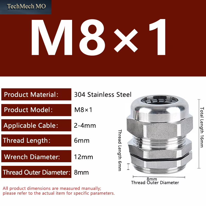 1PCS Waterproof Cable Gland 304 Stainless Steel Glands IP68 PG7 M12 Cable Joint PG13.5 M20*1.5 Cable Fixing Seal Joint