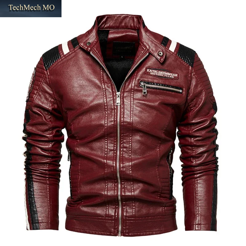 Motorrad-Pendler-Rennanzug Für Herren, Outdoor-Radsportmantel, 2025, Herbst, Europäisch, Amerikanisch, Robuster Kerl, Stehkragen, Lederjacke