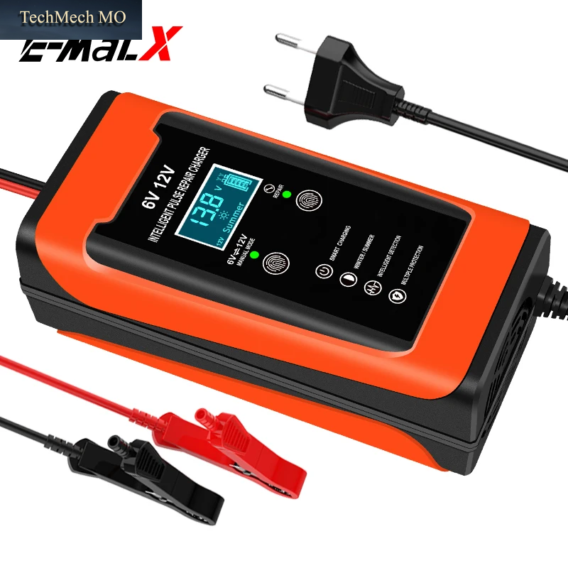 6V 12V 6A Intelligentes Schnell-Ladegerät Für Auto- Und Motorradbatterien, Gel-Blei-Säure-Ladegerät Mit Impulsreparatur Und Lcd-Anzeige