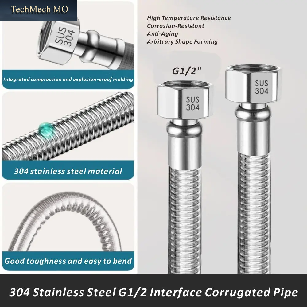 Neue 20-200 Cm G1/2 "Edelstahl Flexible anti Wicklung Explosion-Proof Wasser Rohr Bad Wasserhahn Schlauch Verlängerung Rohr