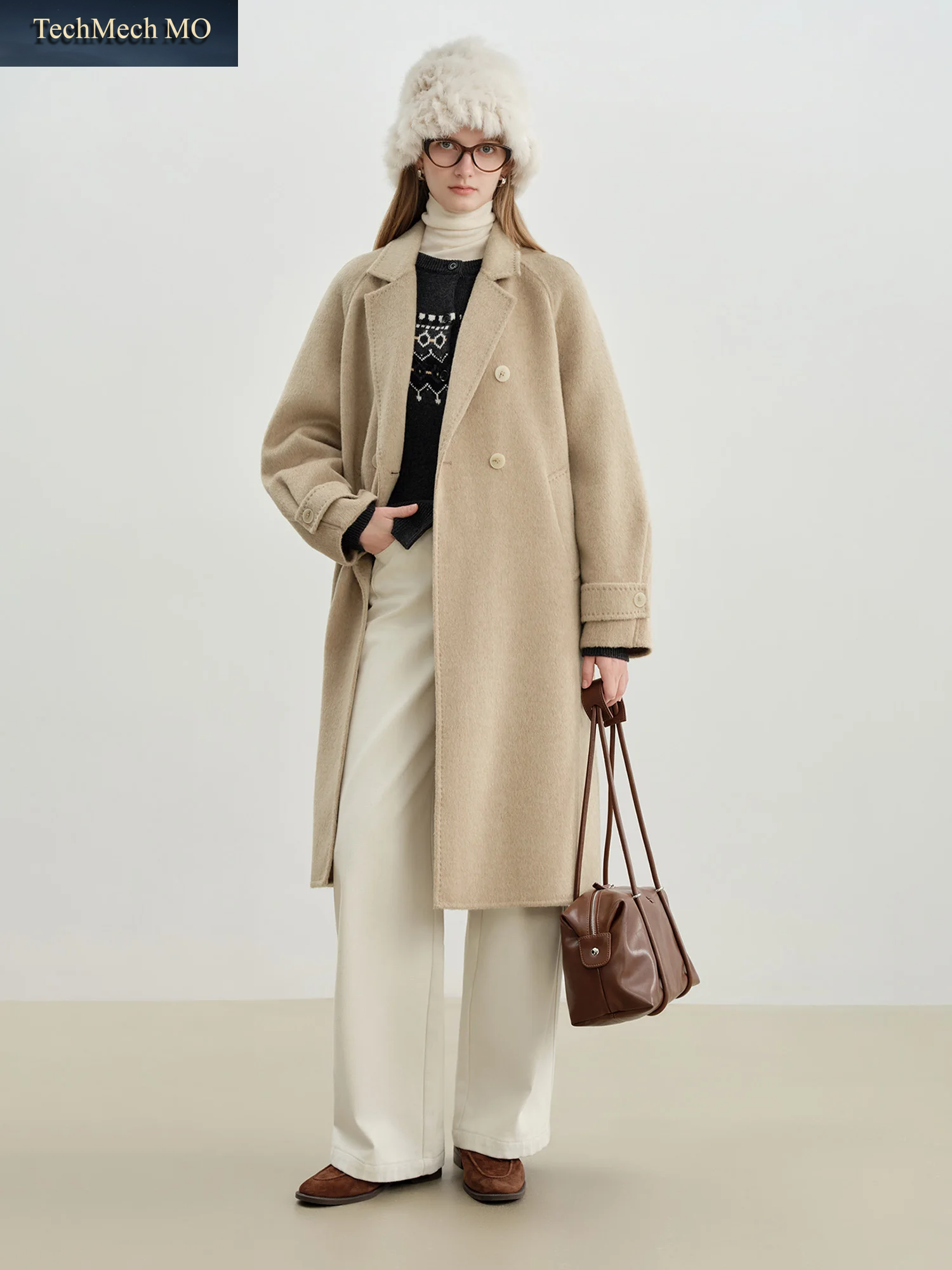 Ziqiao Koreanischer Stil Blazer Kragen Wollmantel Damen 2025, Winter, Neuer Wollmantel, Mittellang, Lockere Passform, Lässig, Pendeln, Einfach