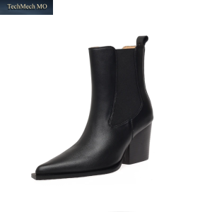 Neue 2027 Rindsleder Spitz Zeh High Heels Chelsea Boots Winter Warme Schuhe Runway Schlichte Mode Kleid Damen Stiefeletten