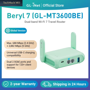 Gl.Inet Gl-Mt3600Be(Beryl 7) Dual-Band Wi-Fi 7 Kabelloser 2,5G Router, Mini Tragbarer Vpn-Router WLAN Für Auto, Reisen, Geschäft