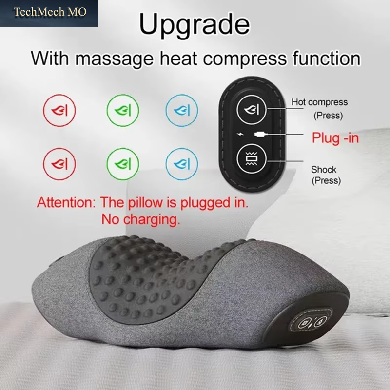 Elektrische Neck Massager Kissen Zervikale Bahre Heizung Vibration Massage Zurück Traktion Orthopädische Schlaf Kissen Unterstützung