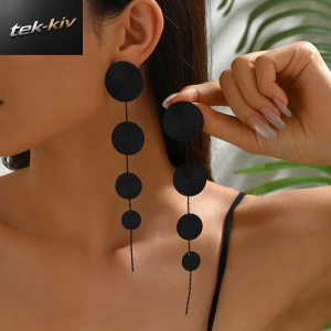 Mode Gold Farbe Rund Anhänger Ohrringe Für Frauen Übertrieben Metall Lange Quaste Runde Geometrische Ohrringe Schmuck Geschenke