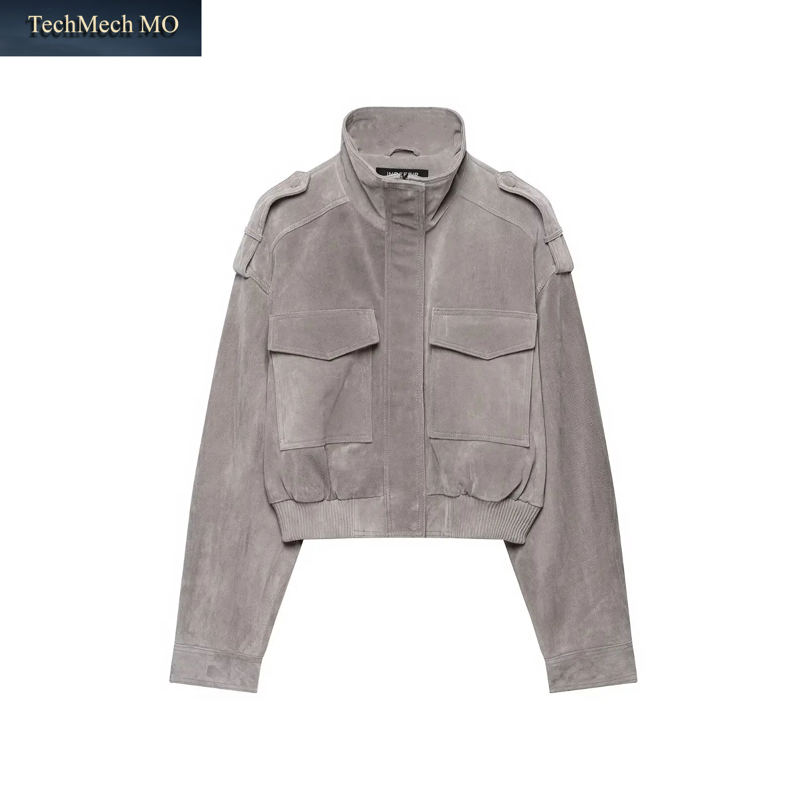 BSAY 2026 Outdoor Relaxed Cropped Cargo Jacke Für Damen Mit Stehkragen, Schulterriemen, Mehreren Taschen, Geripptem Saum, Lockerer, Lässiger Schnitt.