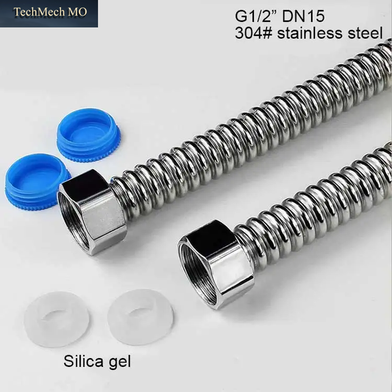 2 Stück G1/2"G3/4"G1" Edelstahl Wellwasser Hartrohrschlauch 20-200Cm