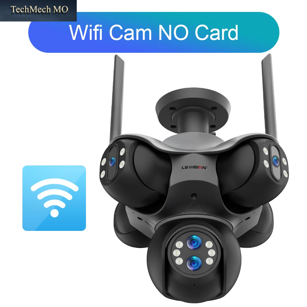 LS VISION 30 MP Fünf-Bildschirme-Panorama-Überwachungskamera Für Den Außenbereich, 5 PTZ, 6 Objektive, 10-Facher Optischer Zoom, Automatische Verfolgung, Wasserdichte Cctv-Kamera