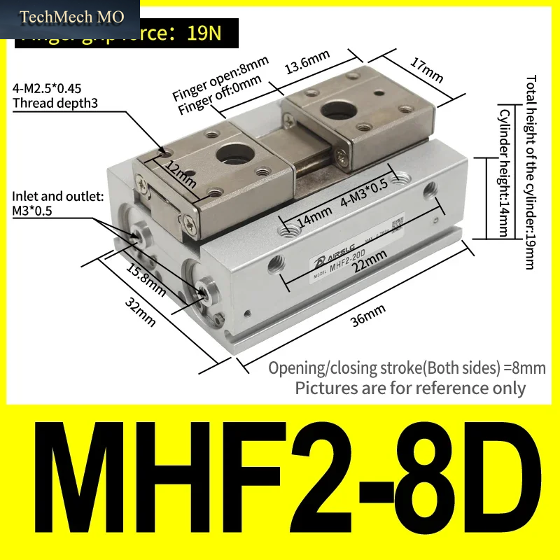 Original Replacement Type Low Profile Air Parallel Gripper Force Pneumatic Cylinder MHF2 8D 10D 12D 16D 20D Pneumatic Gripper