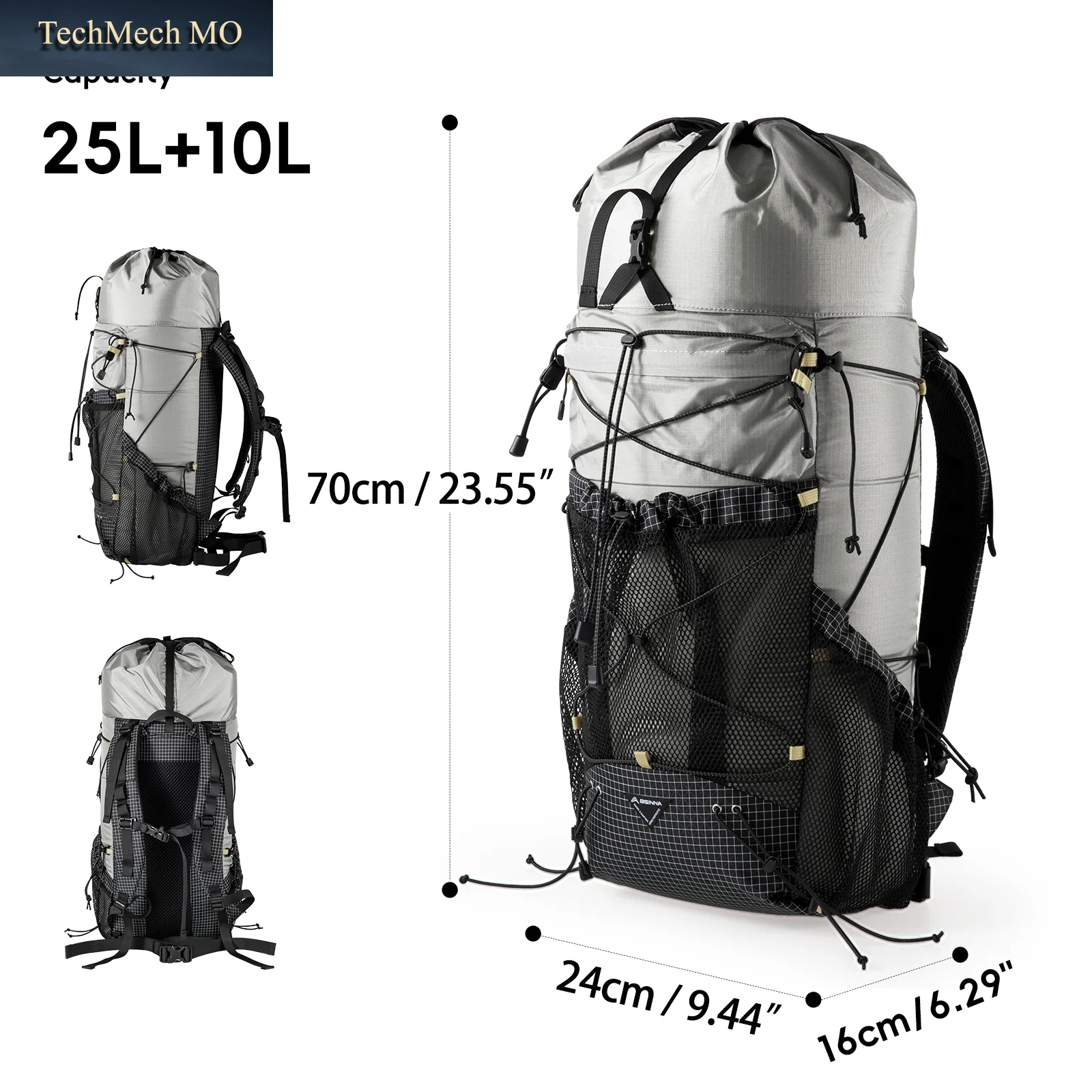 BISINNA Camping-Rucksack, 25 + 10 L, Große Kapazität, Reisetasche, Ultraleichter Outdoor-Sport-Kletter- Und Wanderrucksack Für Männer Und Frauen