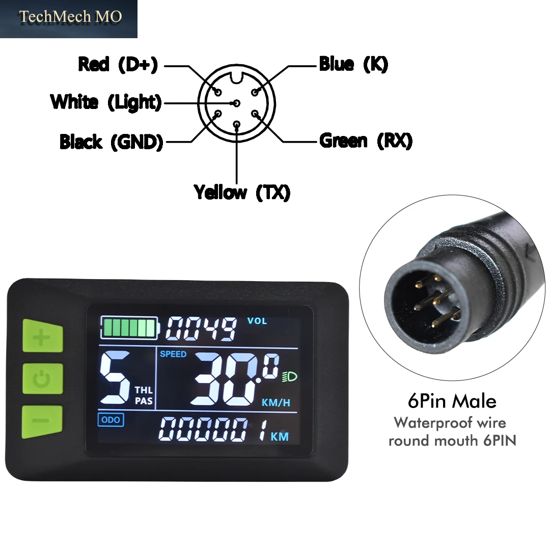 UART2 P3C Wasserdichte Elektrische Fahrrad LCD Display Meter E Roller LCD Panel Mit USB UART Für Berg Elektrische Fahrrad Teile (5PIN)