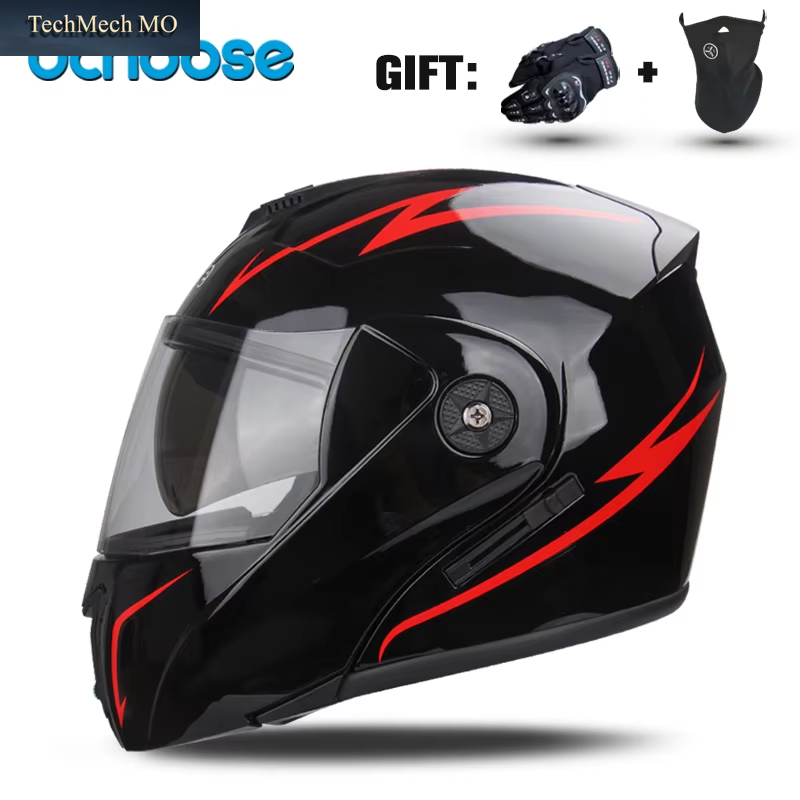 Dot-Zertifizierung Uchoose Motorradhelm Doppellinse Querschnitthelm Sicherheit Modularer Klapphelm Unisex-Helm Mit Visier