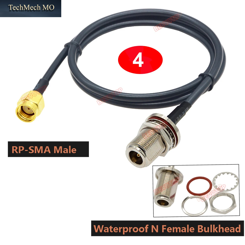 1PCS RG58 Kabel Wasserdicht N Weibliche Schott Zu SMA/RP-SMA Männlich Weiblich RF Coax Pigtail 3G 4G 5G LTE Antenne Verlängerung Jumper