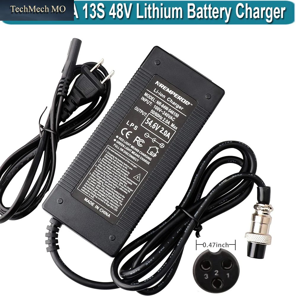 54,6V 2A 4A Netzteil Ladegerät 3-Pol-Stecker GX16 Für 48V Elektro-Hoverboard Gesundheitspflege 13S Lithium-Batterie-Ladegerät