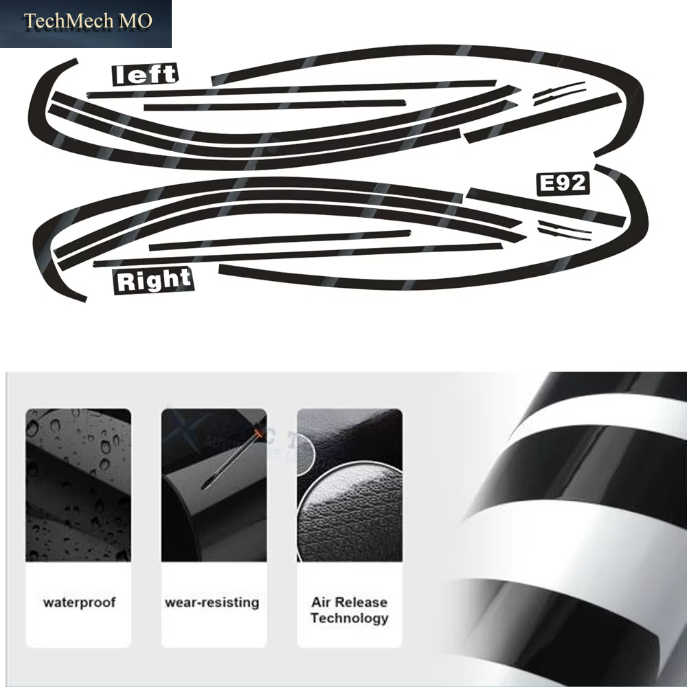 For BMW 3 Series E92 2005-2012 Coupe Window Chrome Delete Blackout ABC Pillars Glossy Black Stickers