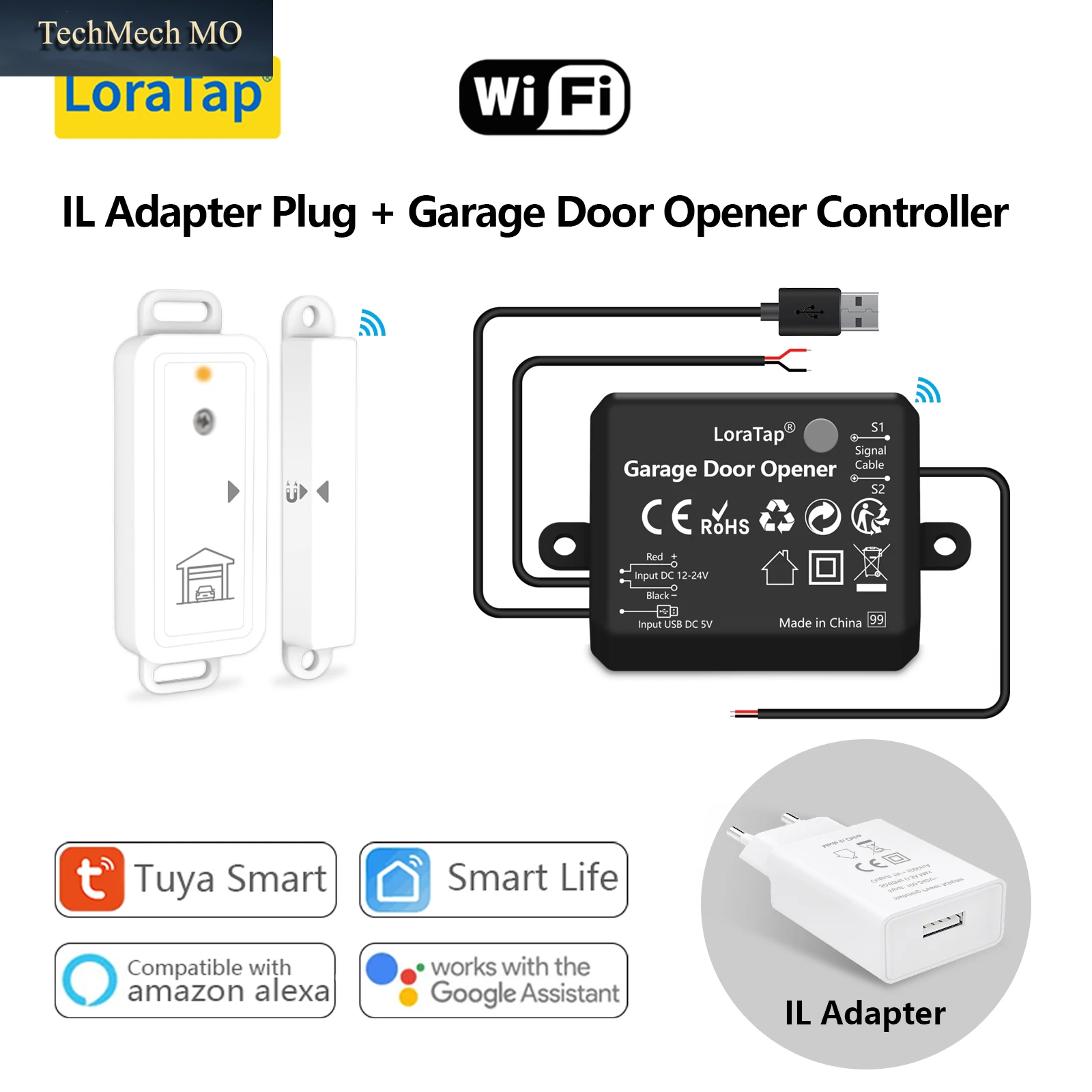 Loratap Tuya Smart Life AC DC Garagentor Drahtloser Sensoröffner Controller Usb-Ladegerät Fernbedienung Von Google Home Alexa