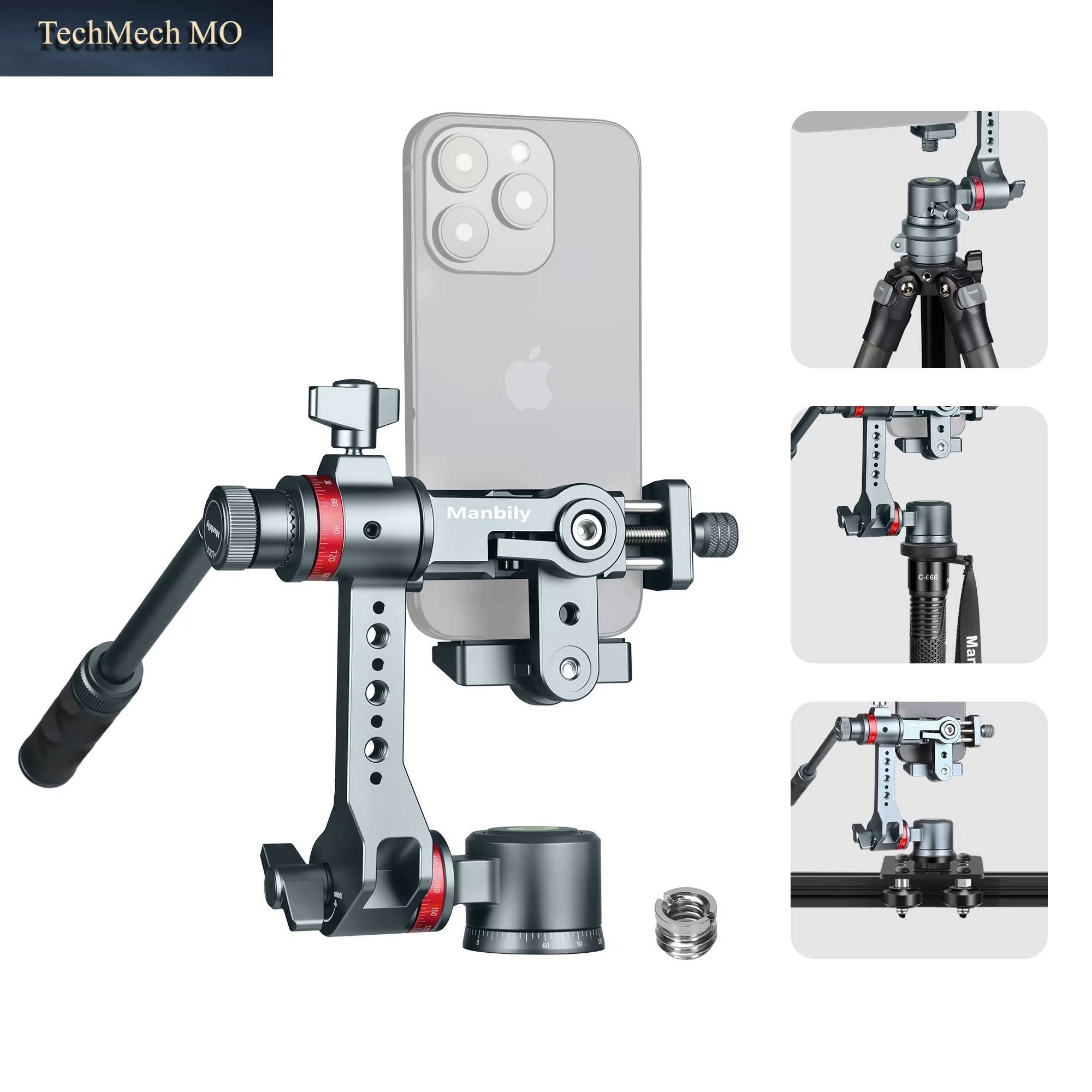 Manbily Mobiler Gimbal 3-Achsen-Stabilisator 360-Grad-Rotation Universeller Telefonhalter YJ-002 Mit Griff Fotografie-Zubehör