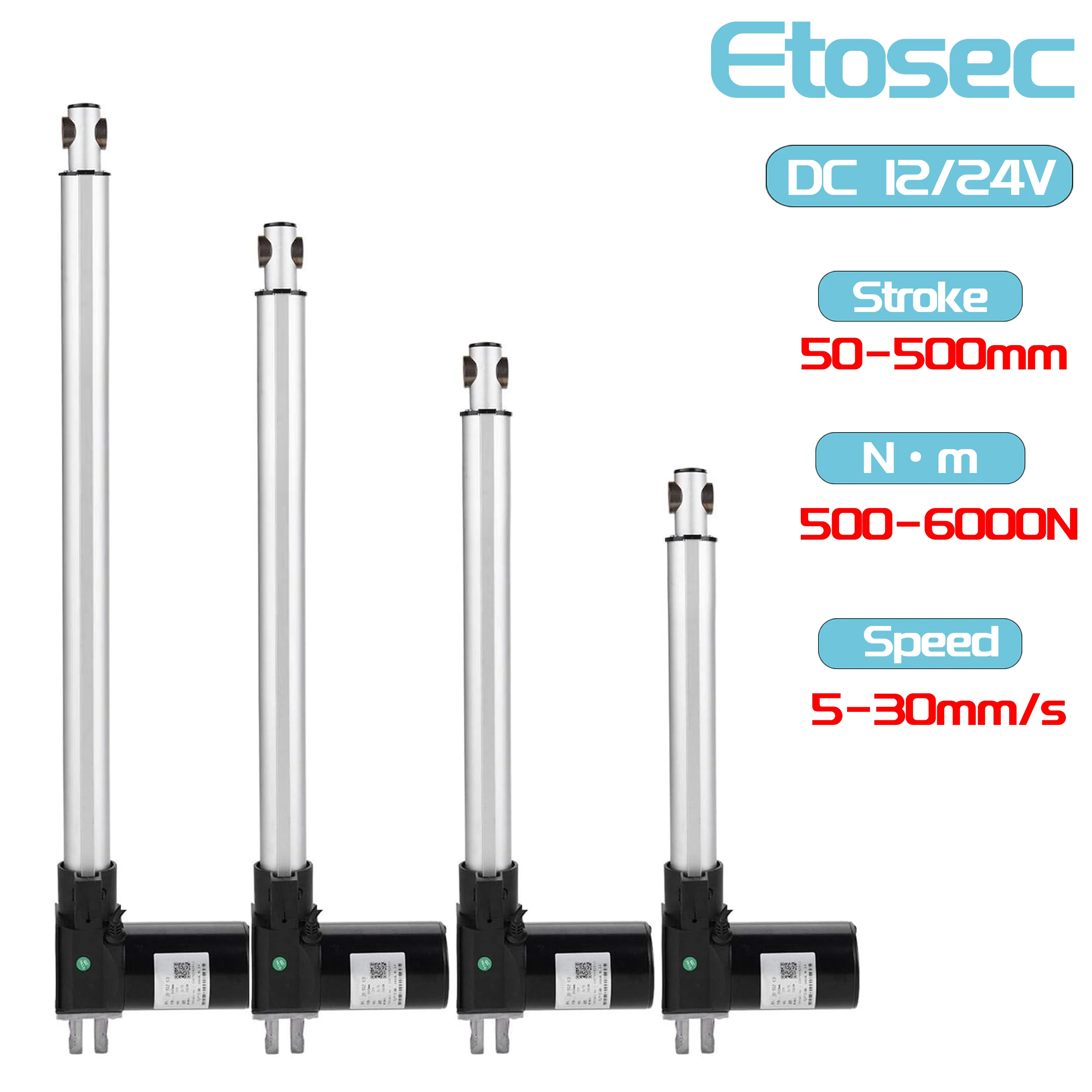 6000N Lower Noise Linear Actuator 12V 24V 50Mm 100Mm 200Mm 300Mm 500Mm Stroke Linear Solar Tracker Motorisation of Doors