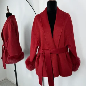 TARUXY Fuchspelz-Wollmäntel Für Damen, Kurzer Mantel, Bürodame, Abnehmbarer, Eleganter Doppelseitiger Wollmantel, 2025, Neue Strickjacke