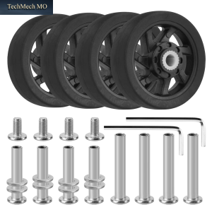 4Pcs Black Luggage Replacement Wheels W/H Screw Suitcase Repair Wheel Part Mute Travel Trolley Case Replacement 5Cm Axles Caster