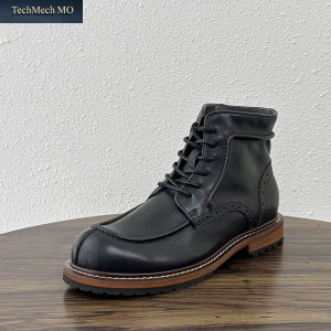 Autumn Winter Men Work Comfortable Cowhide Genuine Leather High Top Lace up round Toe Ankle Boots Motorcycle Riding Safety Boots