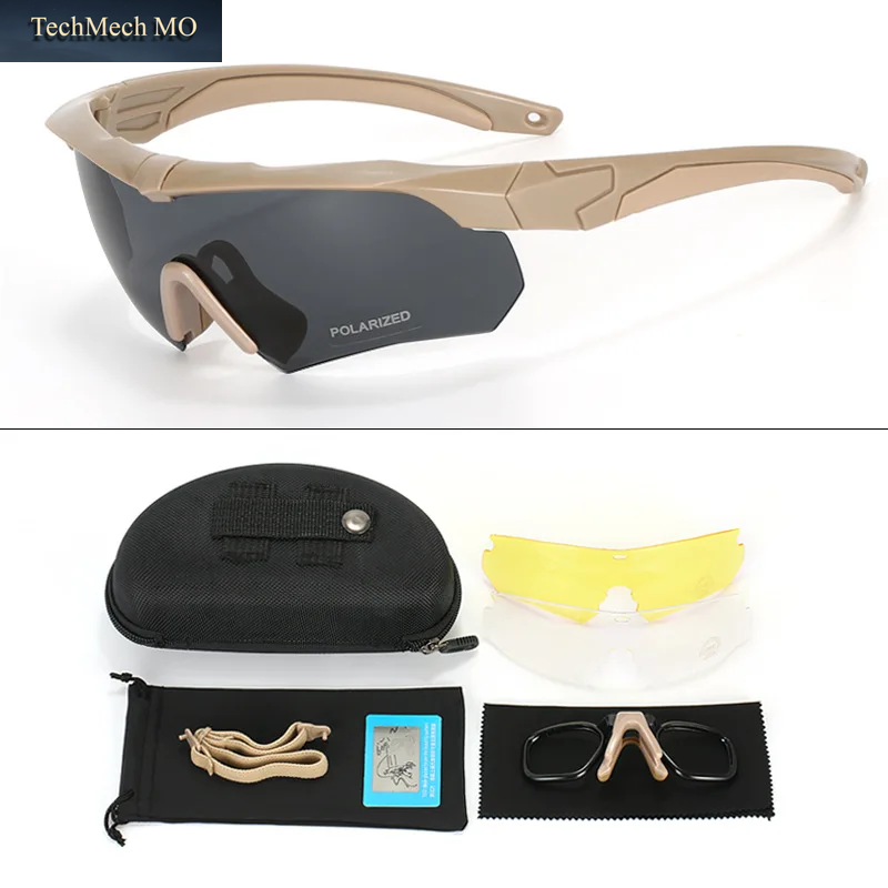New Polarized Tactical Goggles 3 Lens Set Climbing Glasses Outdoor Sports Windproof Dustproof Safety Protective Glasses Eyewear
