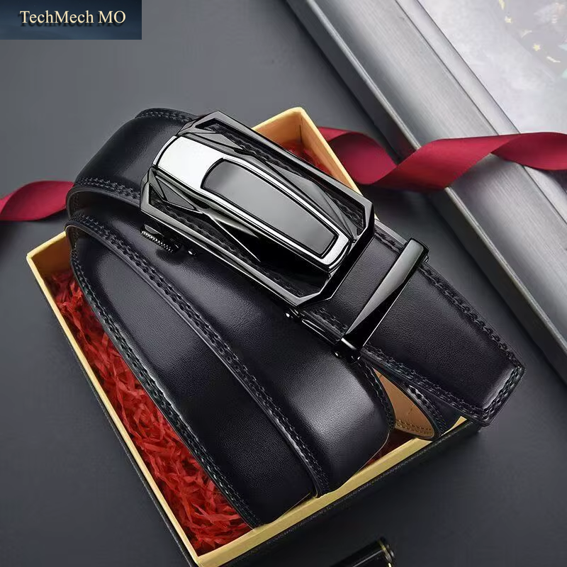 Genuine Leather Fashionable Luxury Men Belt Alloy Automatic Buckle Business Belt for Men Jeans Decorative Belt Male