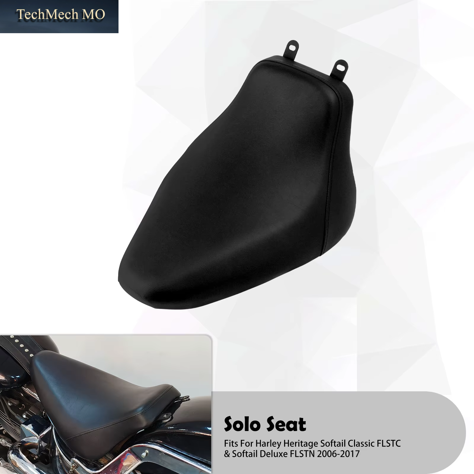 Driver Solo Seat Motorcycle Front Low Profile Seat Diamond Cushion for Harley Softail Classic Heritage FLSTC Deluxe FLSTN 06-17