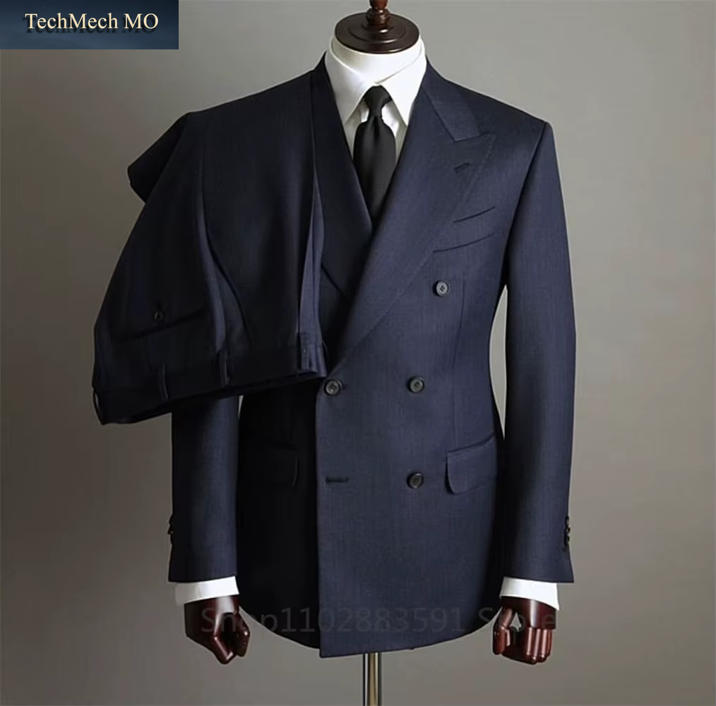 Blazer Pants Fashion Solid Color Mens Office Business Double Breasted Suit Groom Wedding Dress Host Groom Dress Host Tuxedo