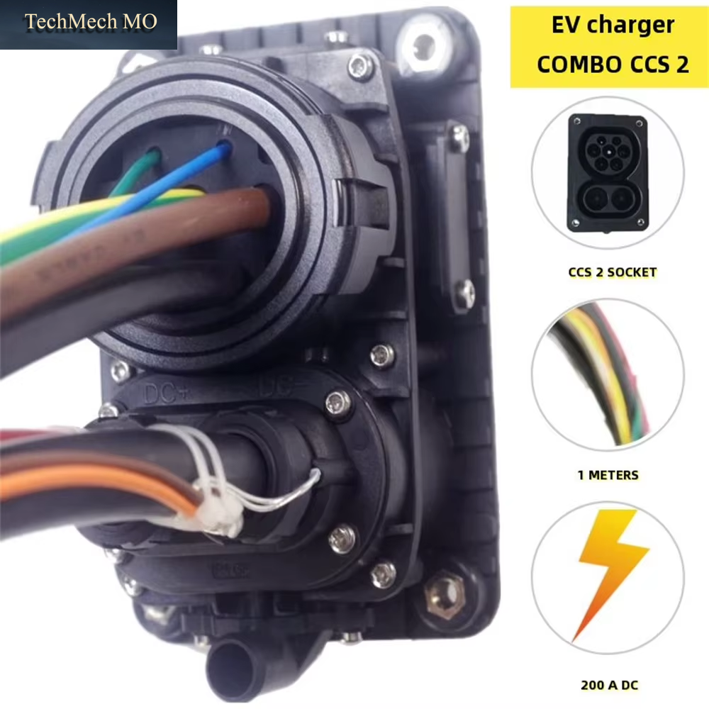 CCS Combo EV Charger Connector CCS 2 Socket 200A DC with 1M Cable EVSE CCS Combo 2 EV Fast Socket for Electric Car Accessories
