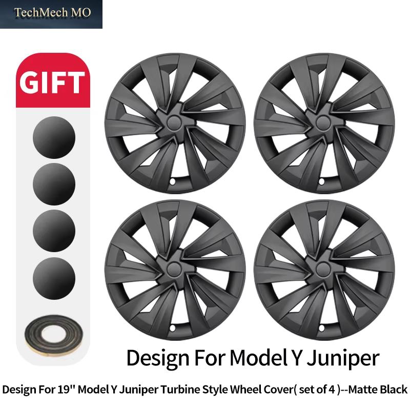 4PCS Hub Cap for 19Inch Wheel Cap for Model Y Juniper 2025-2026 Turbine Car Cap Automobile Wheel Cap Design for Tesla Hubcaps