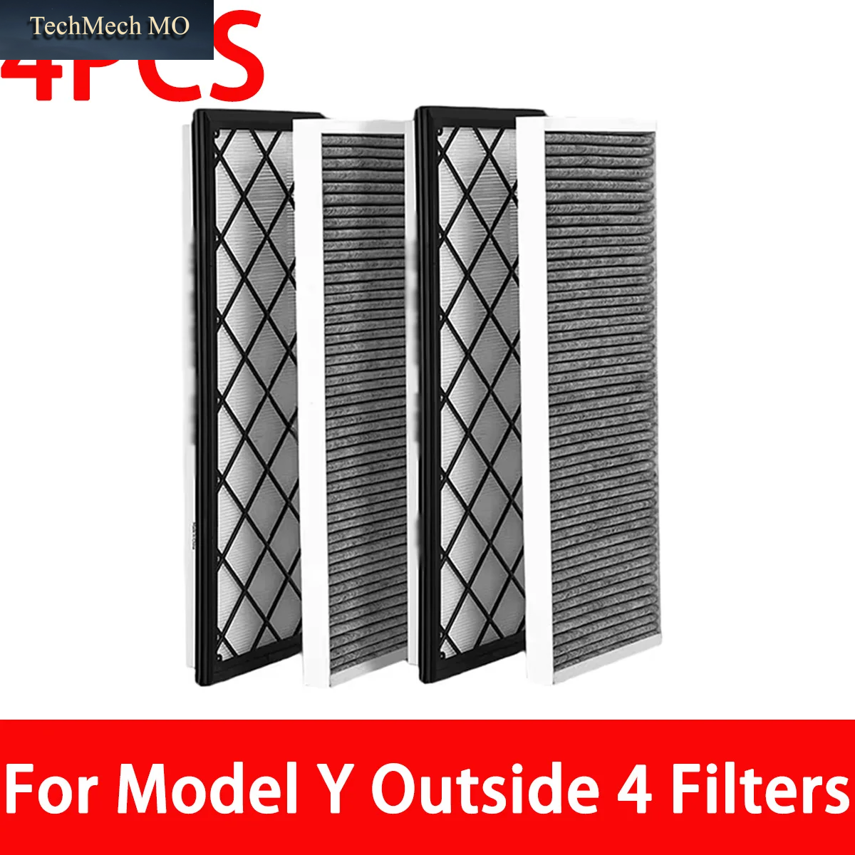 4PCS External Air Conditioning Filter Carbon Cloth Filter Suitable for Tesla Model Y 2020-2024 Activated Carbon Filter Cartridge