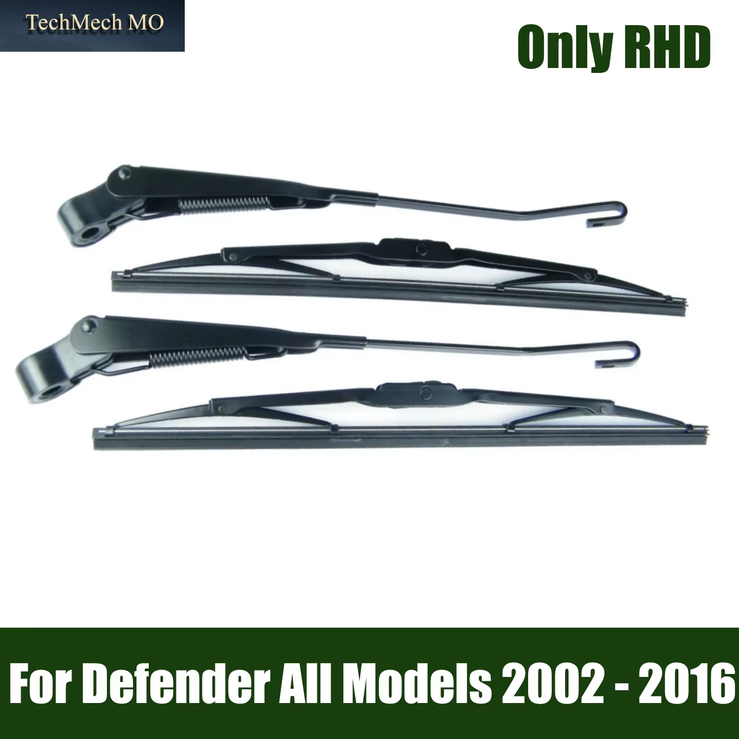 A Pair Front Right Windscreen Windshield Wiper Arms & Blades Set for Land Rover Defender RHD All Models 2002 - 2016