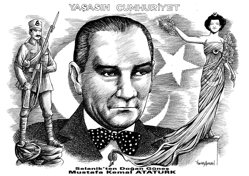 Sanatçı Yüksel Akman, Kara Kalemle Mustafa Kemal Atatürk'ün Hayatını Resmetti