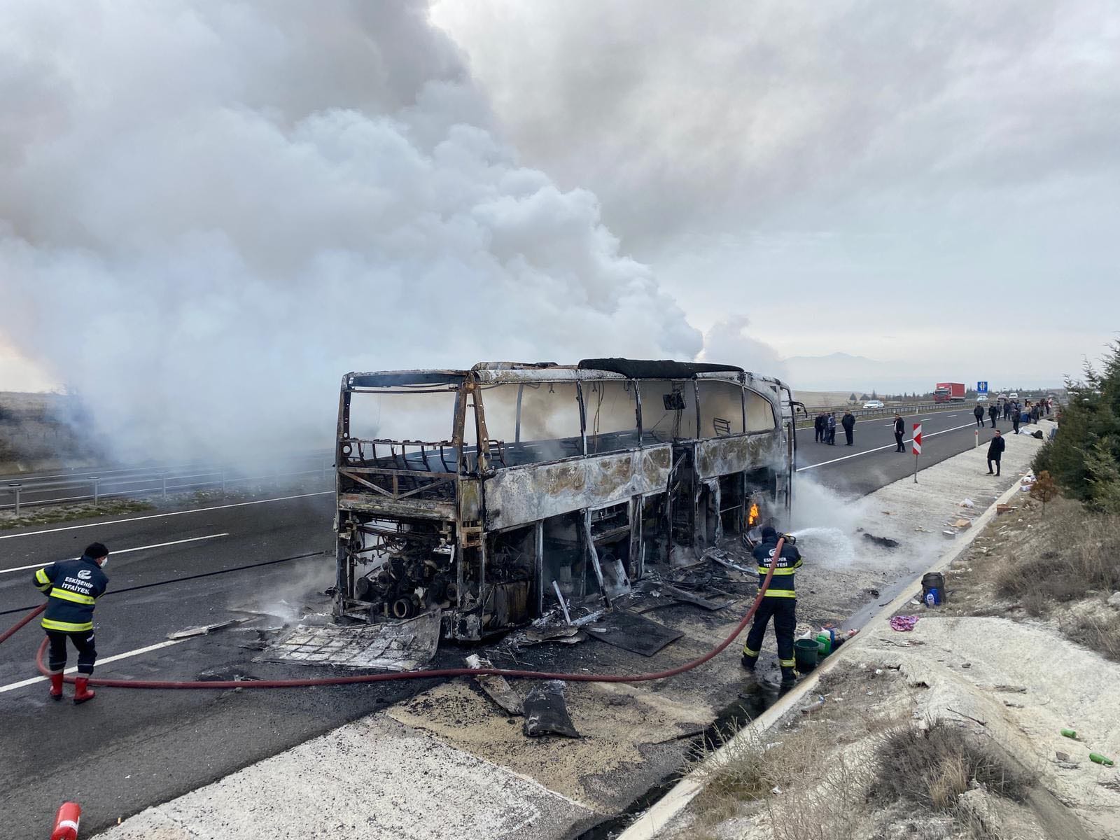 Eskişehir'de Korkutan Otobüs Yangını