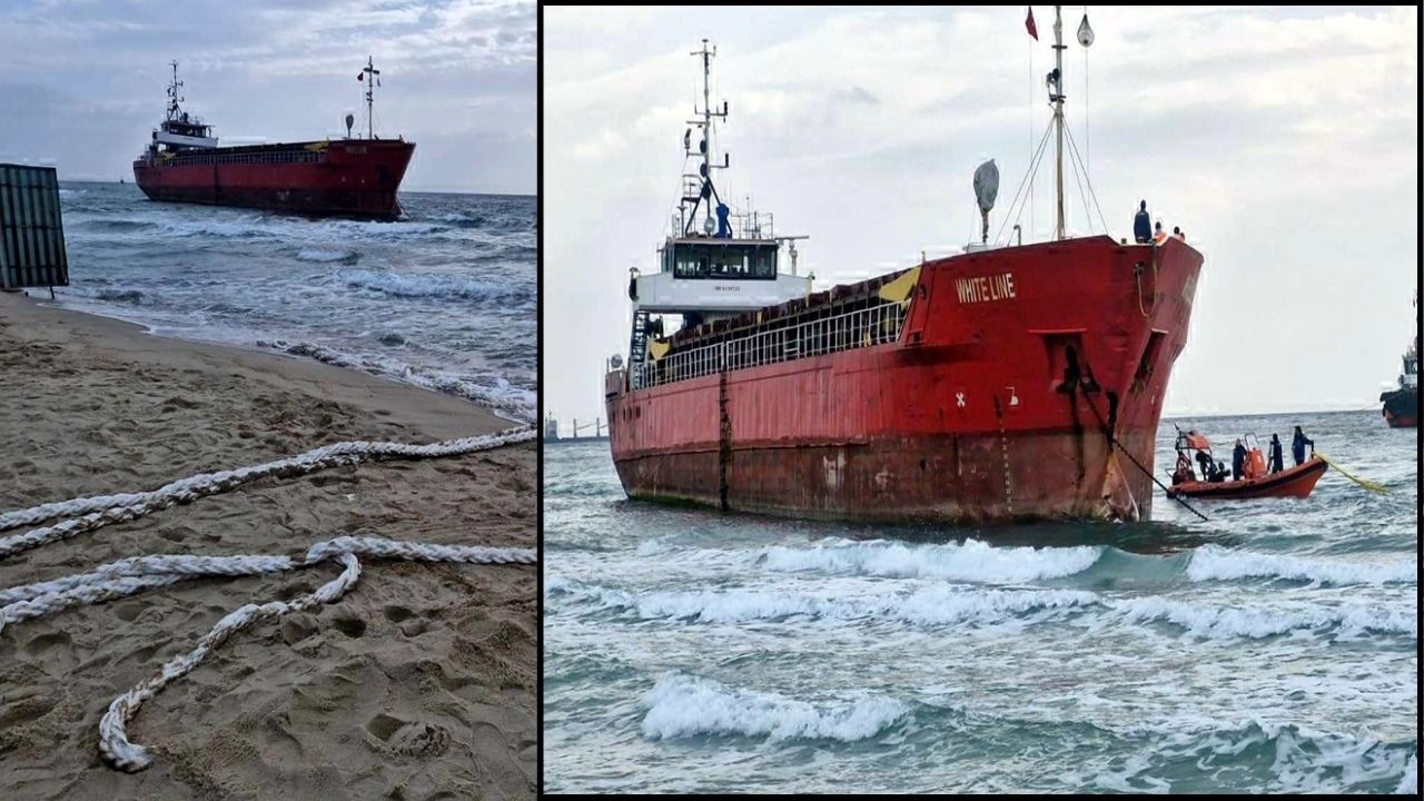 Marmaraereğlisi'nde yük gemisi karaya oturdu! 
