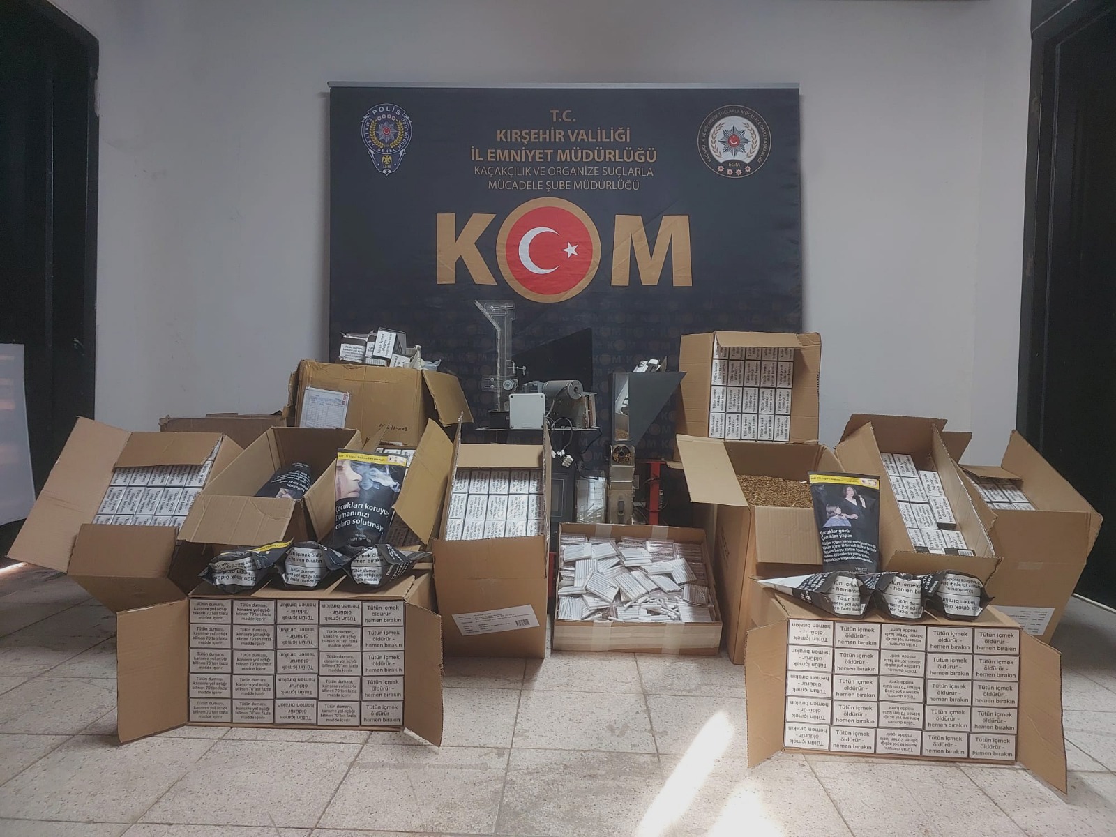 Kırşehir'de 1 milyon 217 bin makaron ele geçirildi