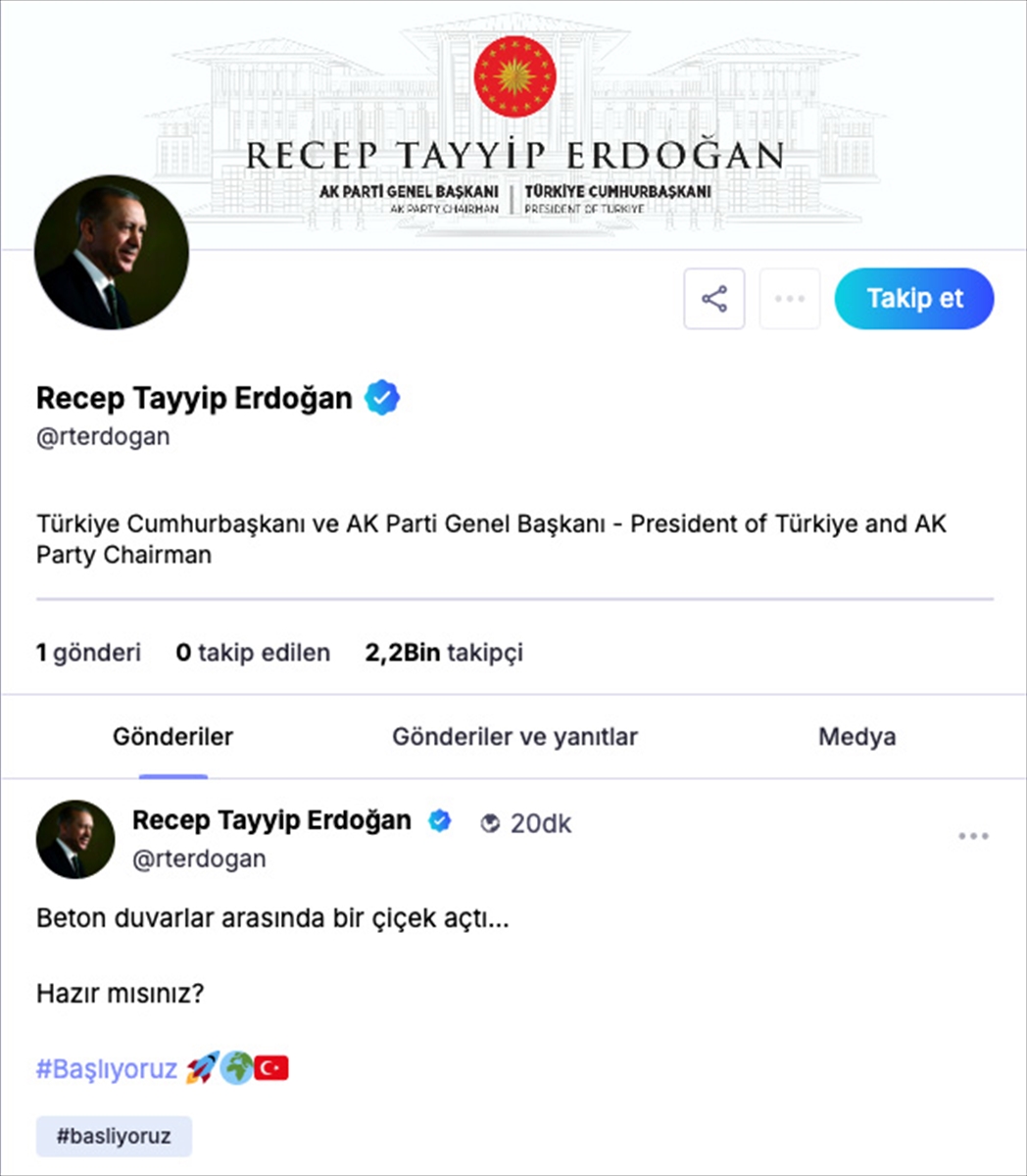 Cumhurbaşkanı Erdoğan NSosyal'den Etkileyici Bir Başlangıç Yaptı