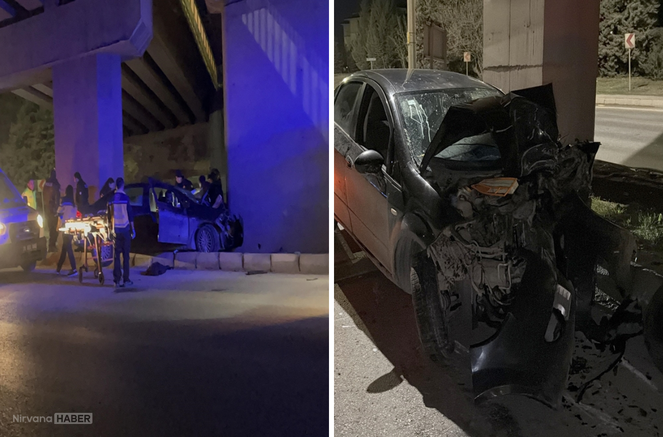 Eskişehir’de feci kaza: Otomobil üst geçide çarptı!