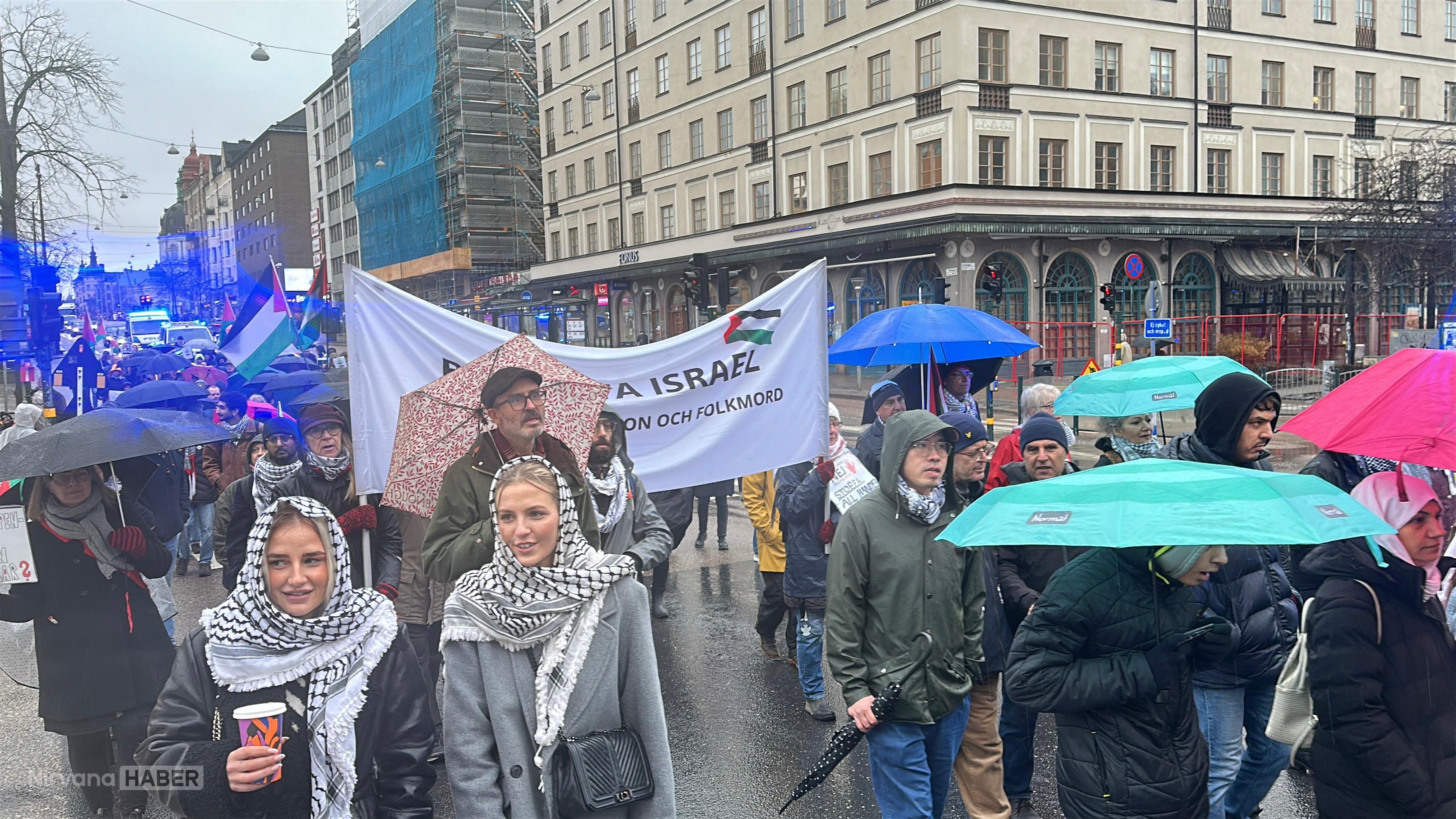 İsveç'te İsrail'in saldırılarına karşı protesto düzenlendi