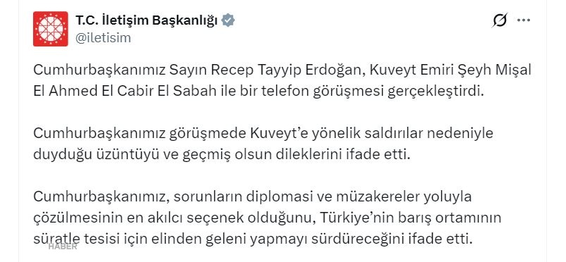 Cumhurbaşkanı Erdoğan’dan Kuveyt’e destek mesajı: El Sabah ile kritik telefon görüşmesi