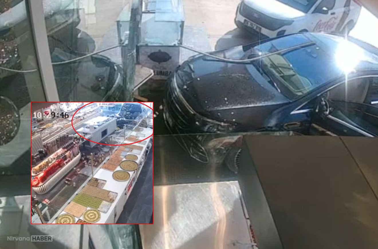 Ankara’da pastanede korku dolu anlar: Otomobil içeri girdi!