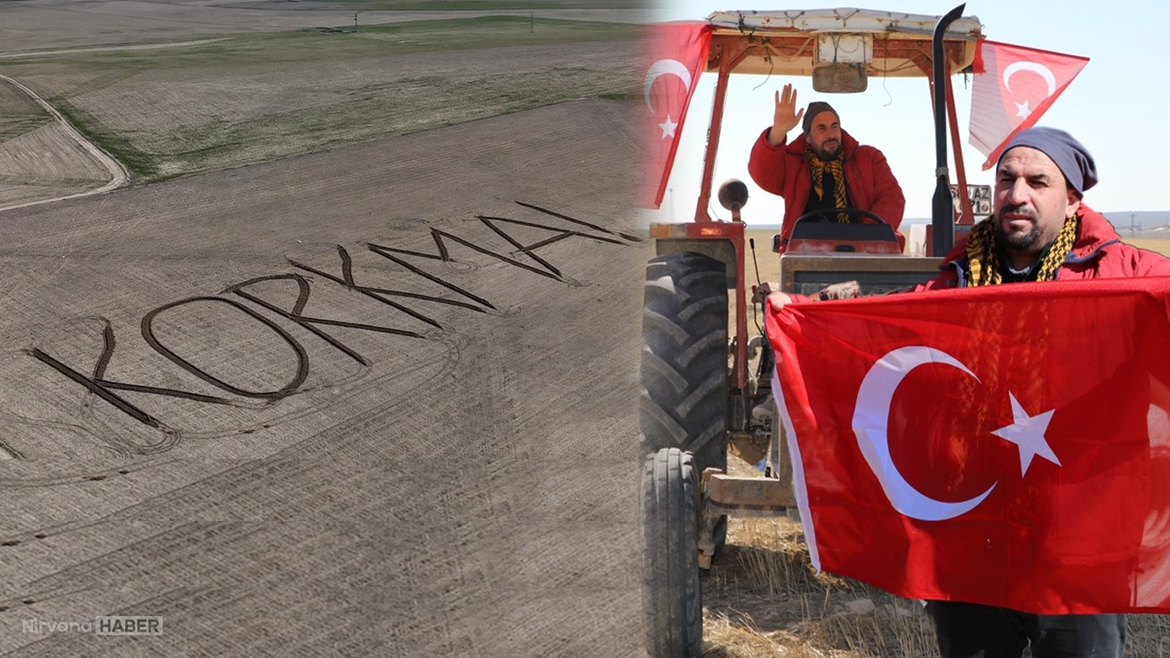 Aksaraylı çiftçiden anlamlı hareket! Tarlasına traktörle 'Korkma' yazdı