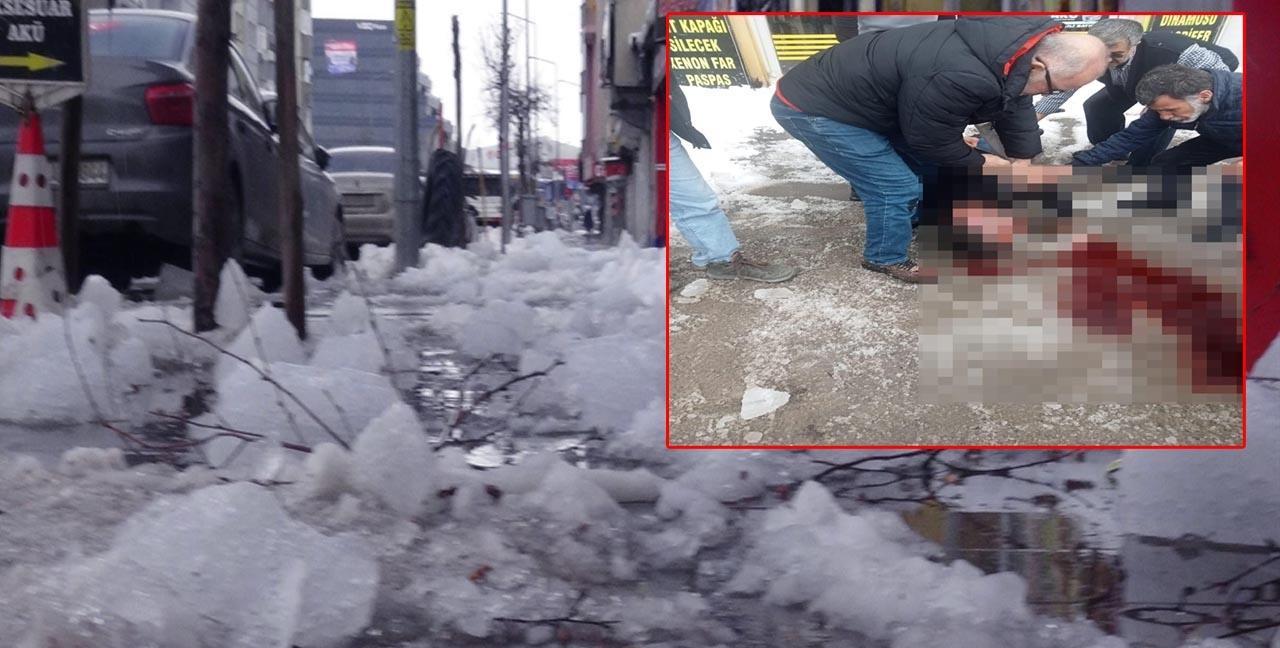Erzurum'da kaza 'geliyorum' demedi: Başından aşağı kar ve buz kütlesi düştü