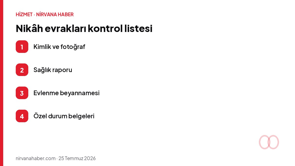 Nikâh evrakları kontrol listesi