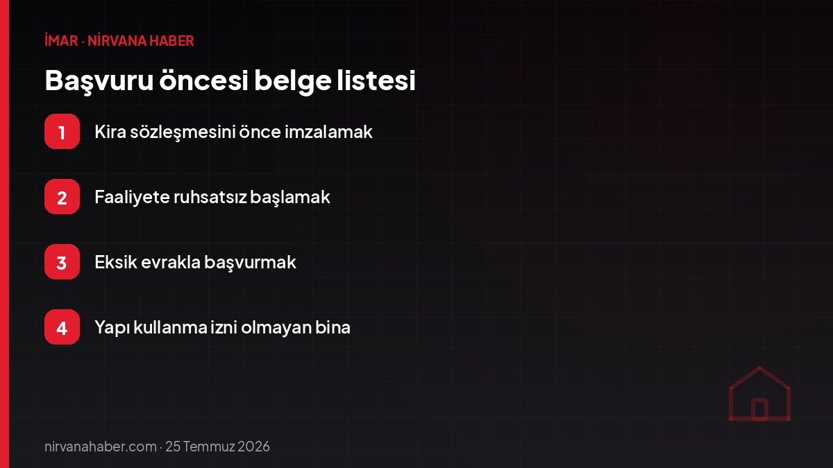 Başvuru öncesi belge listesi