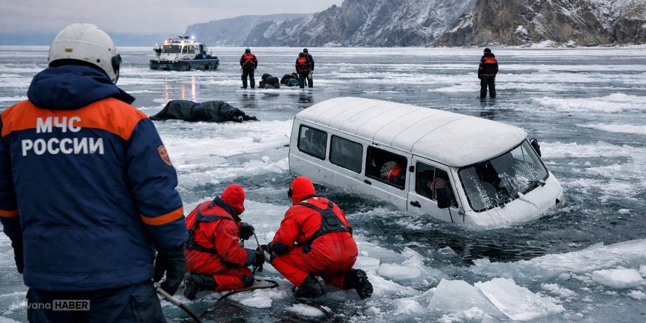 Rusya'da turistleri taşıyan araç Baykal Gölü'ne düştü